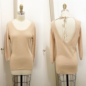 Talula Babaton Open Tie Back Cream Knit Sweater XS